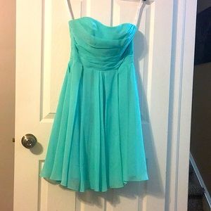Spa blue strapless cocktail dress